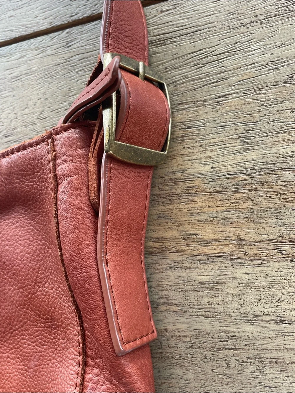 American Leather. Co  Soft Pebbled Leather Hobo Bag in Warm Brown Orangey